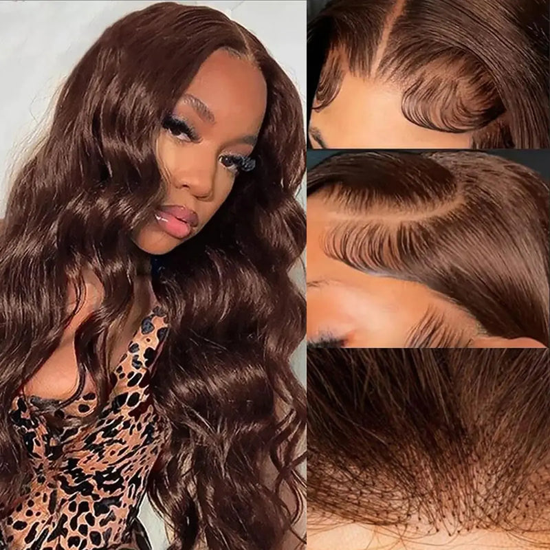 IVYJOYNA Chocolate Brown Lace Front Wig human hair 200% Density Body Wave Lace Front Wigs Human Hair Pre Plucked 13X4 Lace Front Wigs Human Hair Colored Brown Wigs Human Hair 20inch